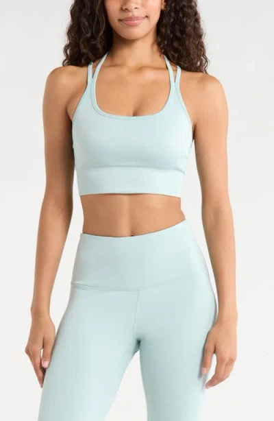 Zella Seamless Strappy Sports Bra In Blue