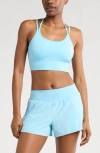 Zella Seamless Strappy Sports Bra In Blue Sky