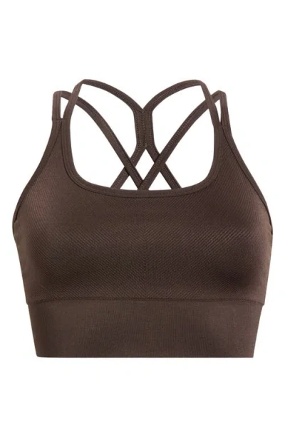 Zella Seamless Strappy Sports Bra In Brown