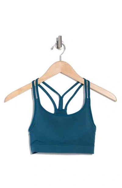 Zella Seamless Strappy Sports Bra In Teal Seagate