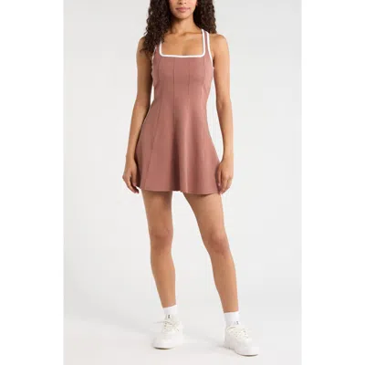 Zella Serene Contrast Binding Minidress In Brown