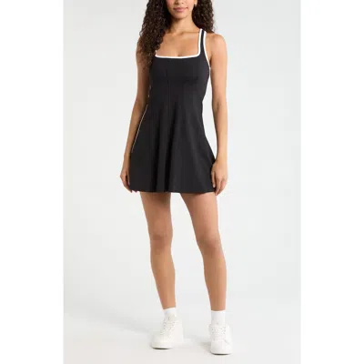 Zella Serene Contrast Binding Minidress In Black