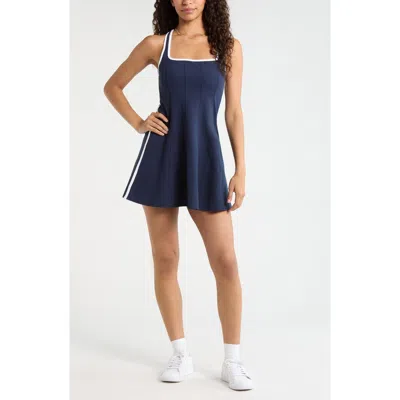 Zella Serene Contrast Binding Minidress In Blue