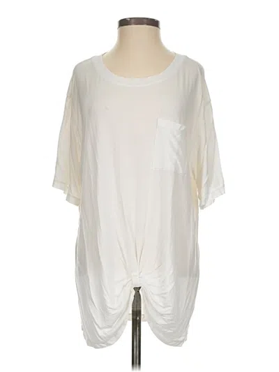 Pre-owned Zella Short Sleeve Top Ivory Crew Neck Tops