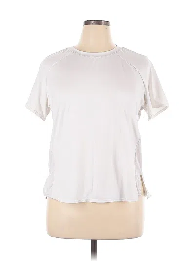 Pre-owned Zella Short Sleeve Top White Mock Neckline Tops