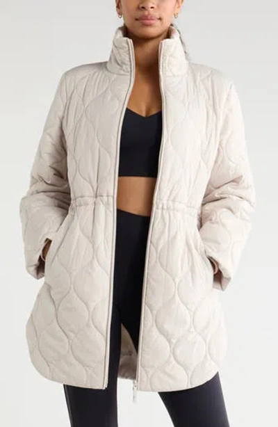 Zella Skyline Longline Quilted Jacket In Gray