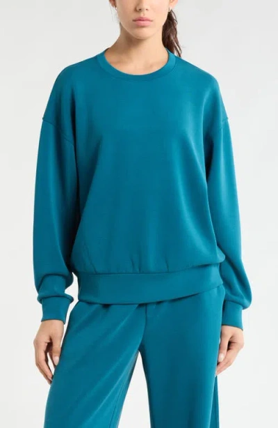 Zella Soft Luxe Boxy Crew Sweatshirt In Blue