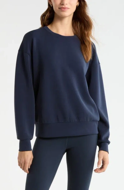 Zella Soft Luxe Boxy Crew Sweatshirt In Blue