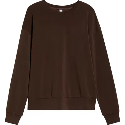 Zella Soft Luxe Boxy Crew Sweatshirt In Brown