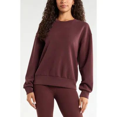 Zella Soft Luxe Boxy Crew Sweatshirt In Brown