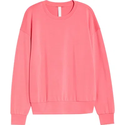 Zella Soft Luxe Boxy Crew Sweatshirt In Pink