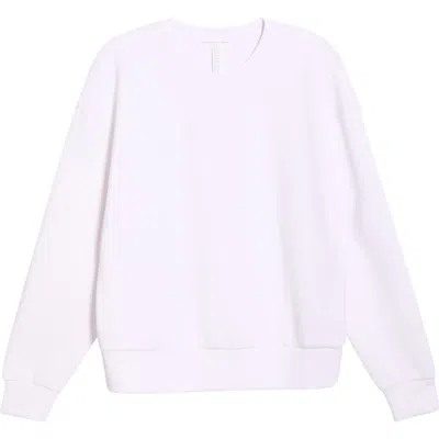 Zella Soft Luxe Boxy Crew Sweatshirt In White