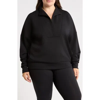 Zella Soft Luxe Half Zip Pullover In Black