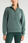 Zella Soft Luxe Half Zip Pullover In Green