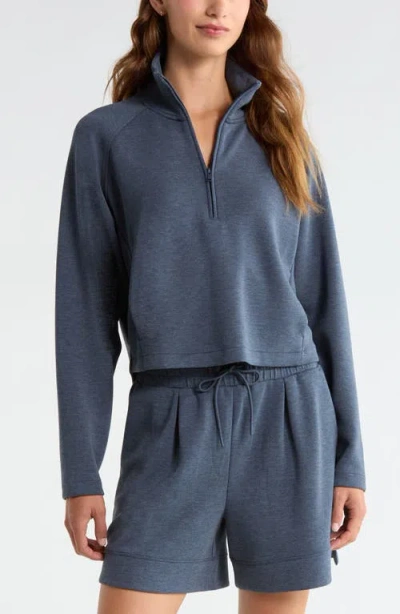Zella Soft Luxe Half Zip Sweatshirt In Blue