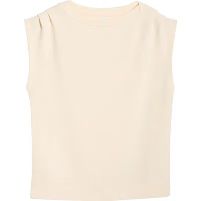 Zella Soft Luxe Knit Gathered Shoulder Top In Neutral