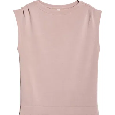 Zella Soft Luxe Knit Gathered Shoulder Top In Pink