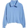 Zella Soft Modal Blend Half Zip Pullover In Blue Azurine