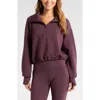 Zella Soft Modal Blend Half Zip Pullover In Burgundy Fudge