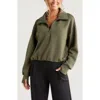 Zella Soft Modal Blend Half Zip Pullover In Olive Night