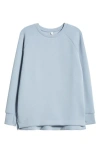 Zella Soft Modal Blend Scuba Oversize Crew Sweatshirt In Blue Fog