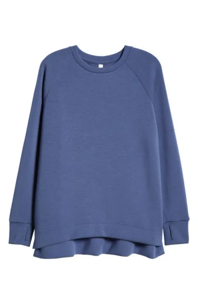 Zella Soft Modal Blend Scuba Oversize Crew Sweatshirt In Blue Indigo