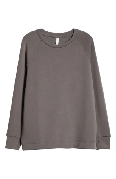 Zella Soft Modal Blend Scuba Oversize Crew Sweatshirt In Grey Kitten
