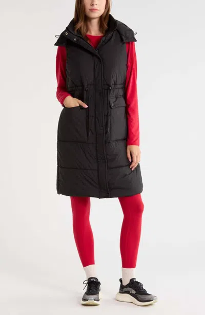 Zella Solstice Longline Puffer Vest In Black