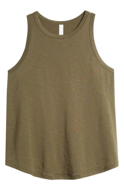 Zella Spark Slub Tank In Olive Night