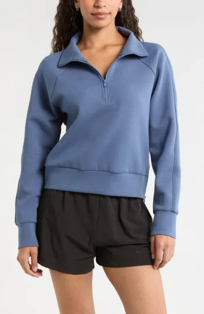 Zella Sporty Half Zip Sweatshirt In Blue