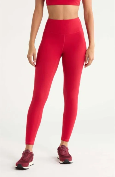 Zella Studio Luxe 7/8 High Waist Pocket Leggings In Red
