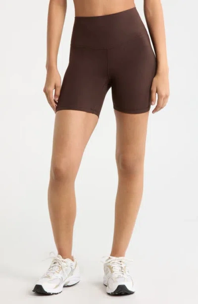 Zella Studio Luxe Bike Shorts In Brown