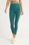 Zella Studio Luxe Colorblock High Waist 7/8 Leggings In Green