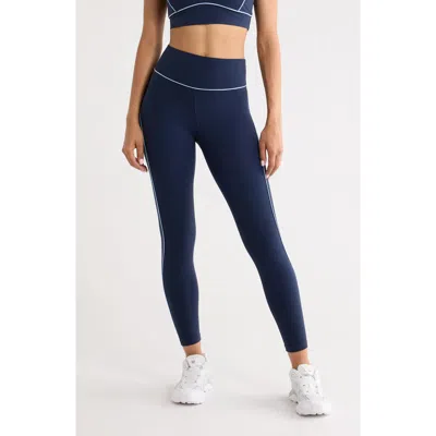 Zella Studio Luxe High Waist 7/8 Piped Leggings In Blue