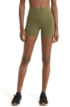 Zella Studio Luxe High Waist Bike Shorts In Olive Night