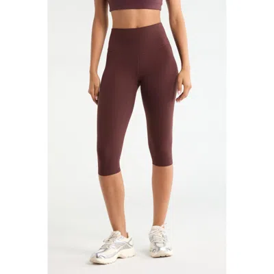 Zella Studio Luxe High Waist Capri Leggings In Brown