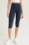 Zella Studio Luxe High Waist Capri Leggings In Navy Sapphire