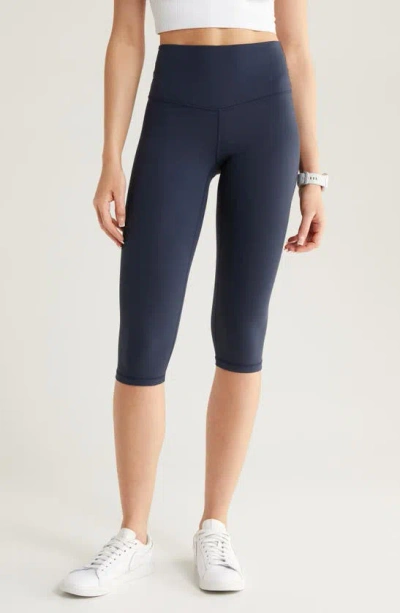 Zella Studio Luxe High Waist Capri Leggings In Navy Sapphire