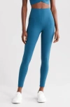 Zella Studio Luxe High Waist Pocket 7/8 Leggings In Teal Seagate