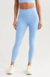Zella Studio Luxe High Waist Pocket 7/8 Leggings In Blue Azurine