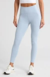 Zella High Waist Fleece Lined Leggings In Blue Fog