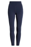 Zella Luxe Rib High Waist Leggings In Navy Sapphire