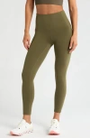 Zella Studio Luxe High Waist Pocket 7/8 Leggings In Olive Night
