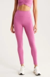 Zella Studio Luxe High Waist Pocket 7/8 Leggings In Pink Violet