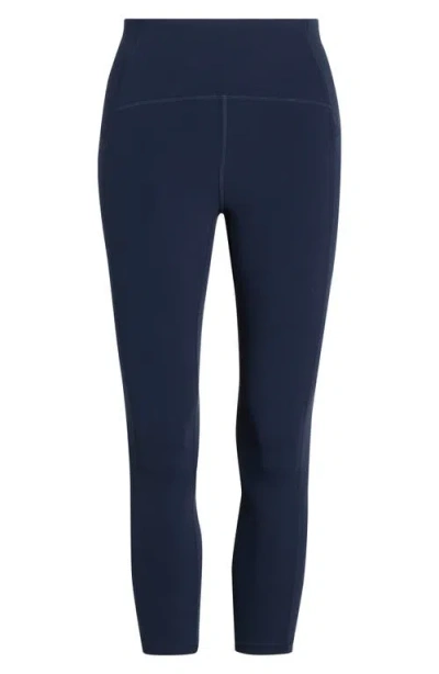 Zella Studio Luxe High Waist Pocket Crop Leggings In Blue