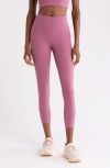 Zella Studio Luxe High Waist Pocket Crop Leggings In Pink