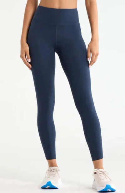 Zella Studio Luxe High Waist Pocket Leggings In Blue
