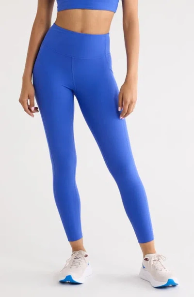 Zella Studio Luxe High Waist Pocket Leggings In Blue