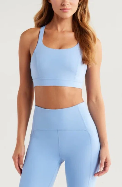 Zella Studio Luxe Lite Court Sports Bra In Blue Azurine