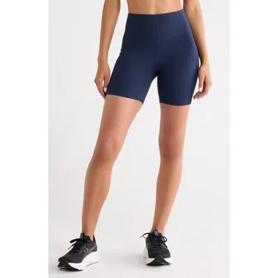 Zella Studio Luxe Pocket Bike Shorts In Blue